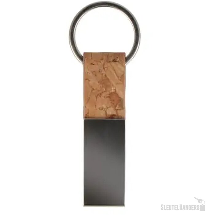 Sleutelhanger rechthoekig kurk & metaal Naturel