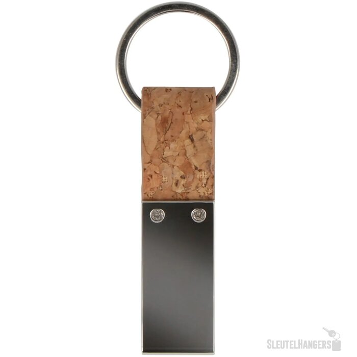 Sleutelhanger rechthoekig kurk & metaal Naturel