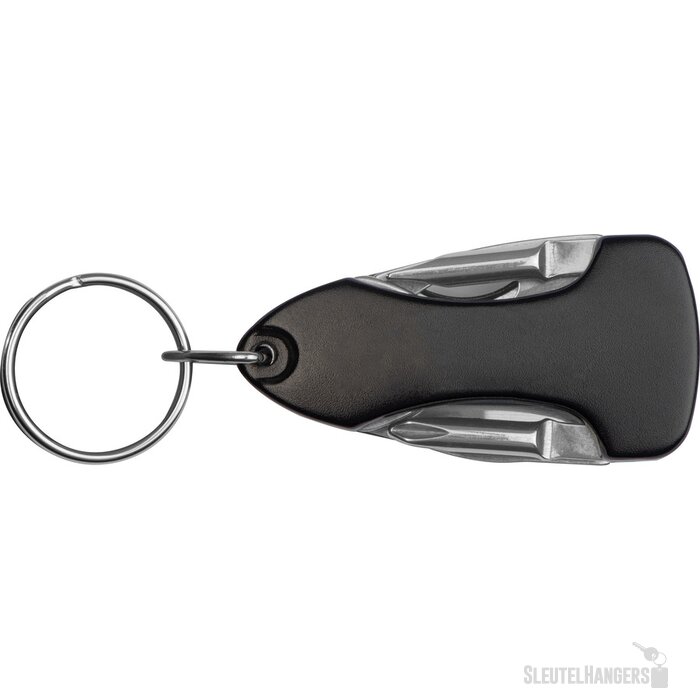 Metalen multitool met sleutelhanger Zwart