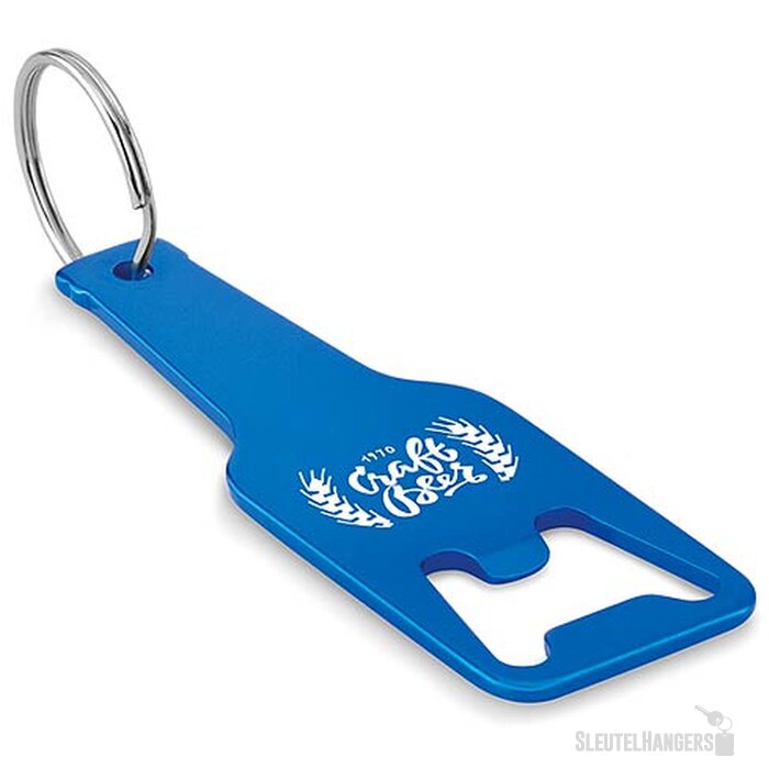 Flesvormige flesopener met sleutelring Blauw