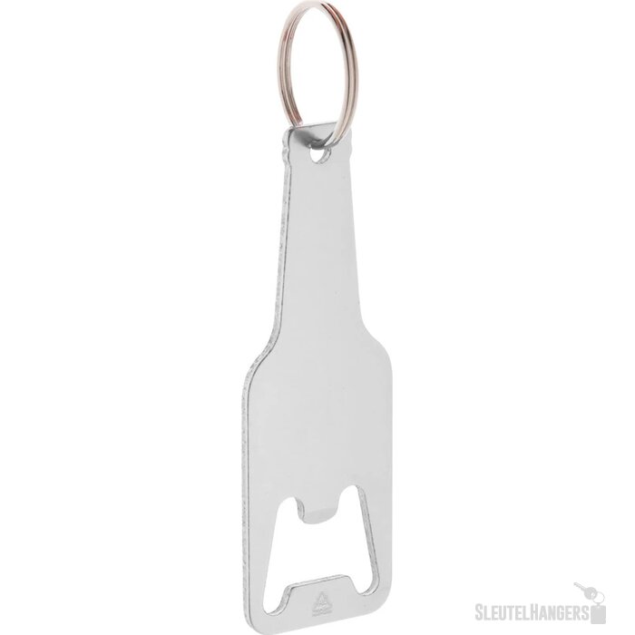 Flesvormige Flesopener Met Sleutelring Zilver