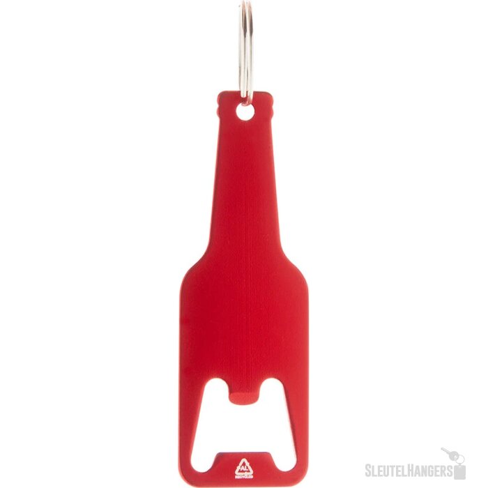 Flesvormige Flesopener Met Sleutelring Rood