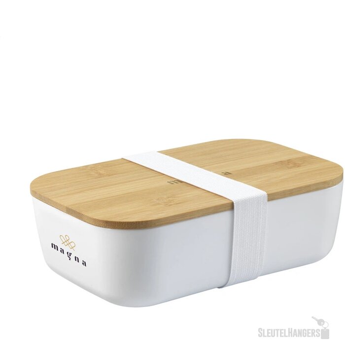 Royale lunchbox met bamboe deksel Wit