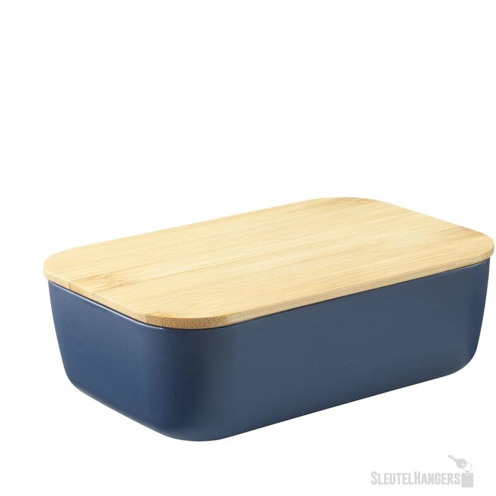 Royale Lunchbox Met Bamboe Deksel Blauw