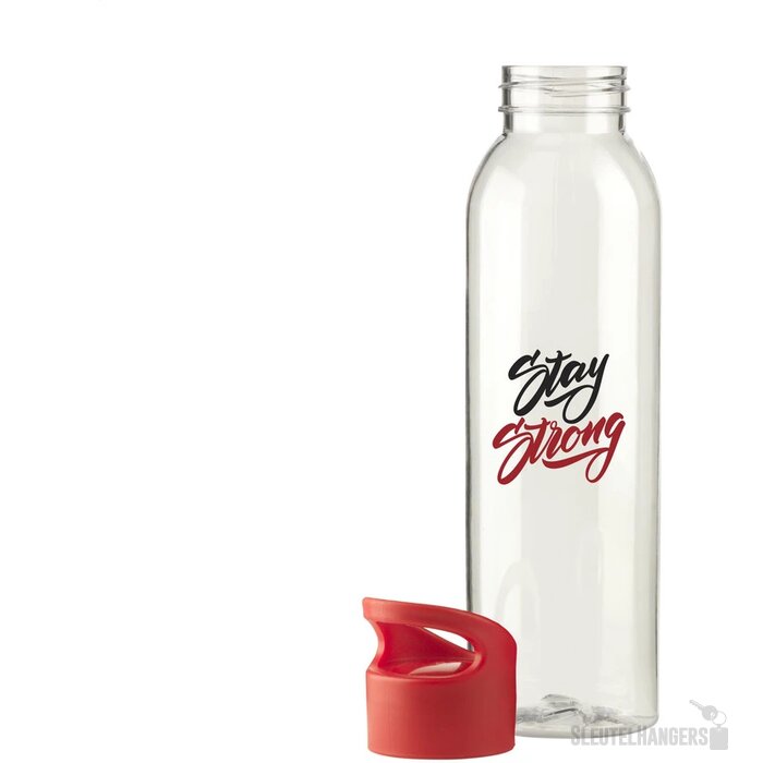 Kunststof Waterfles Met Schroefdop (650 Ml) Transparant/Rood