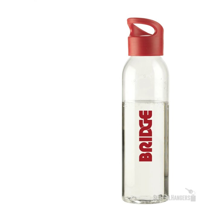 Kunststof Waterfles Met Schroefdop (650 Ml) Transparant/Rood