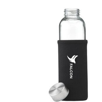 Glazen Waterfles Met Sleeve (500 Ml) Zwart Glazen Waterfles Met Sleeve (500 Ml) Zwart