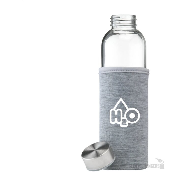Glazen Waterfles Met Sleeve (500 Ml) Grijs