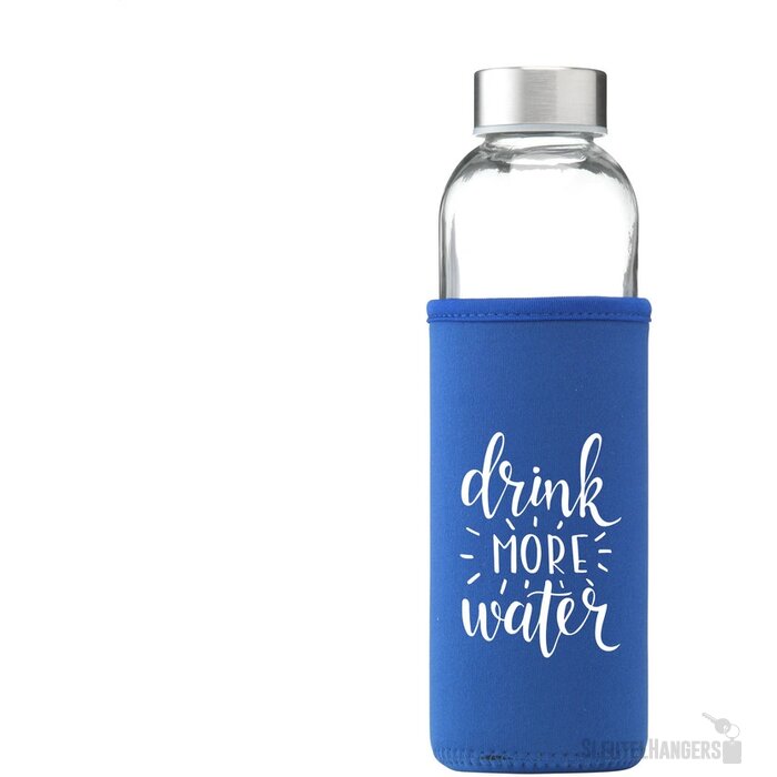 Glazen Waterfles Met Sleeve (500 Ml) Kobaltblauw