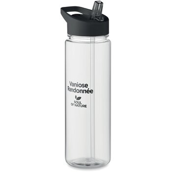 RPET waterfles met rietje (650 ml) Zwart RPET waterfles met rietje (650 ml) Zwart