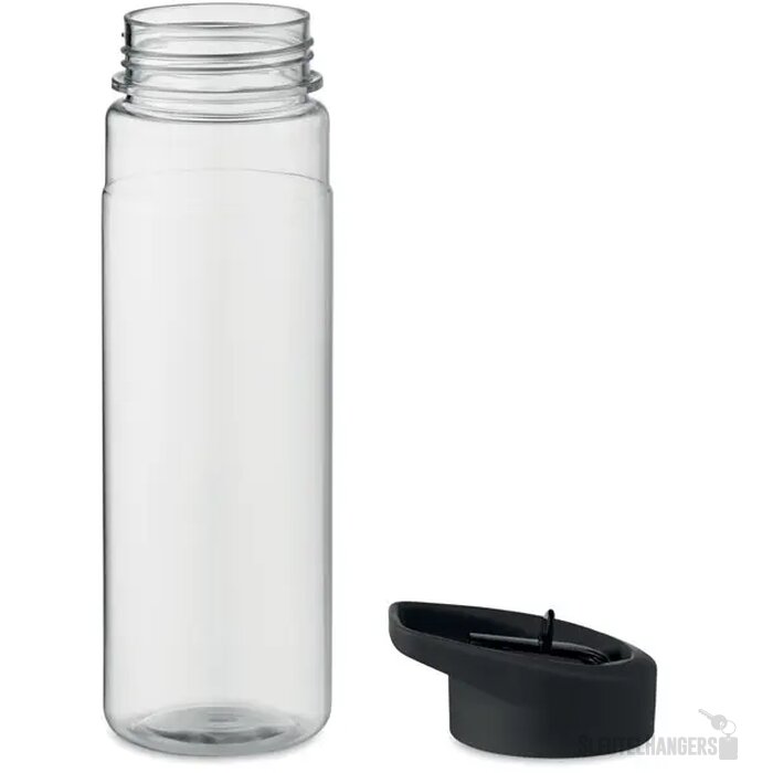 RPET waterfles met rietje (650 ml) Zwart 650 ml
