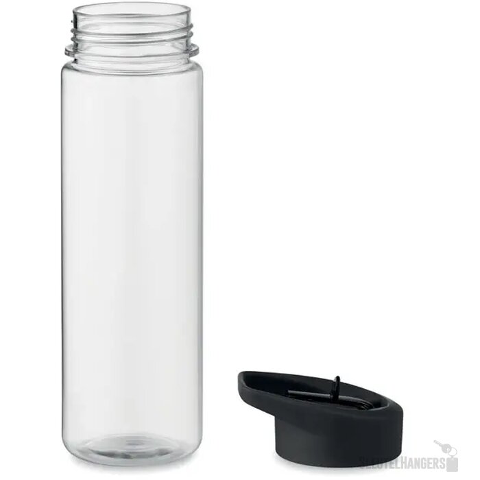 RPET waterfles met rietje (650 ml) Zwart 650 ml