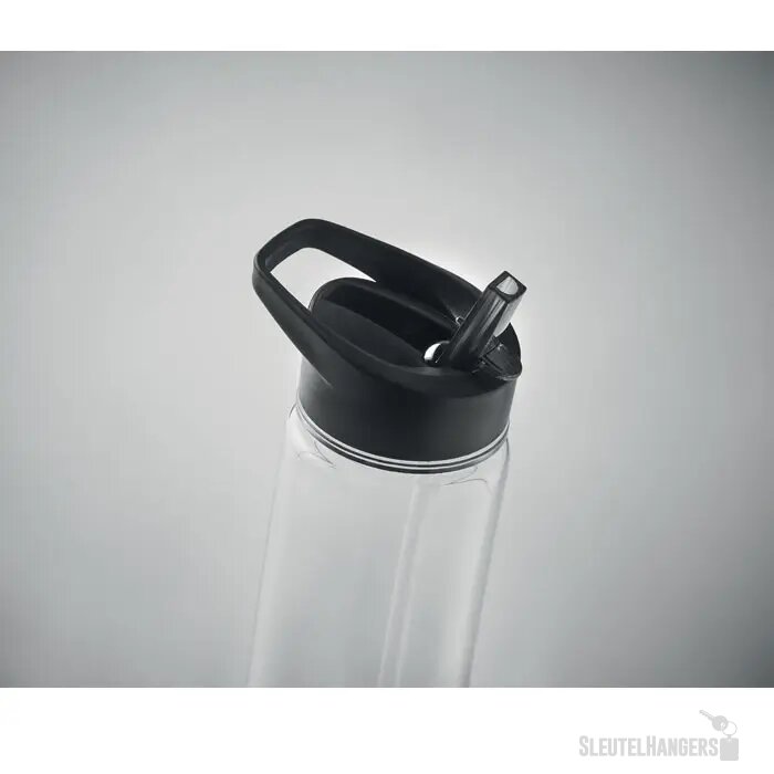 RPET waterfles met rietje (650 ml) Zwart 650 ml