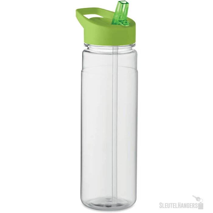 RPET waterfles met rietje (650 ml) Limoengroen