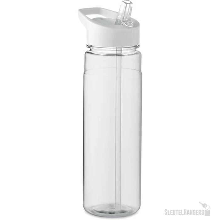 RPET waterfles met rietje (650 ml) Wit