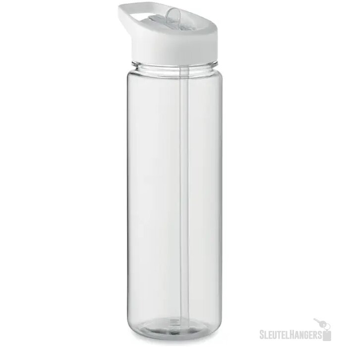 RPET waterfles met rietje (650 ml) Wit 650 ml