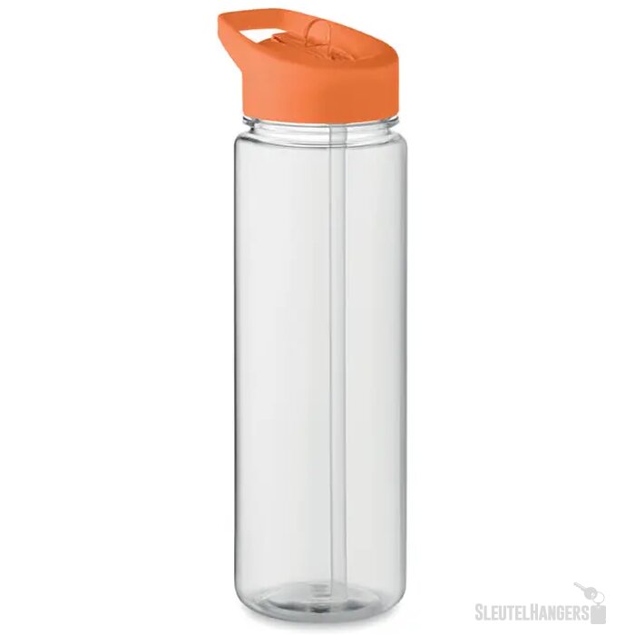 RPET waterfles met rietje (650 ml) Oranje 650 ml