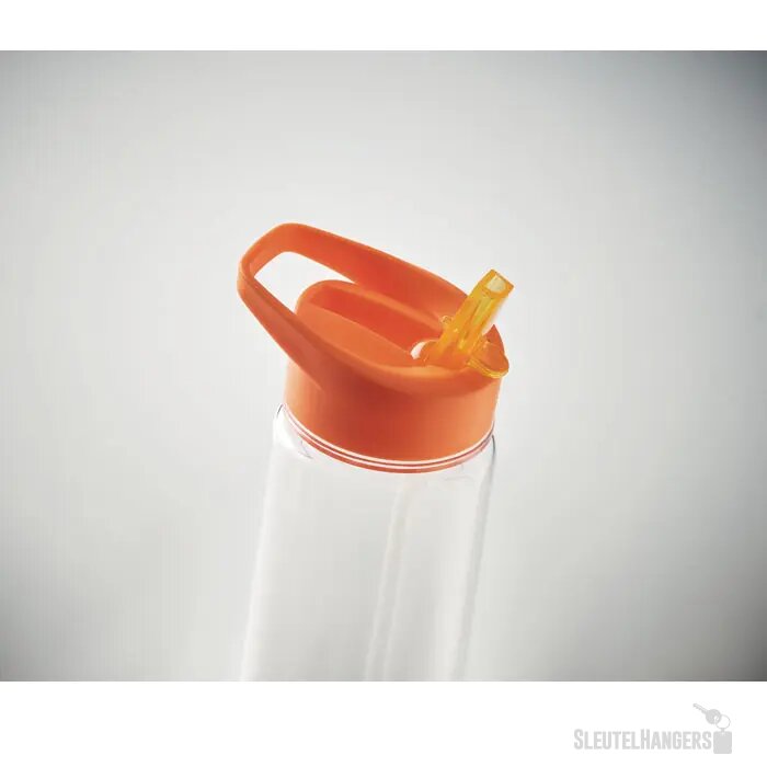RPET waterfles met rietje (650 ml) Oranje 650 ml