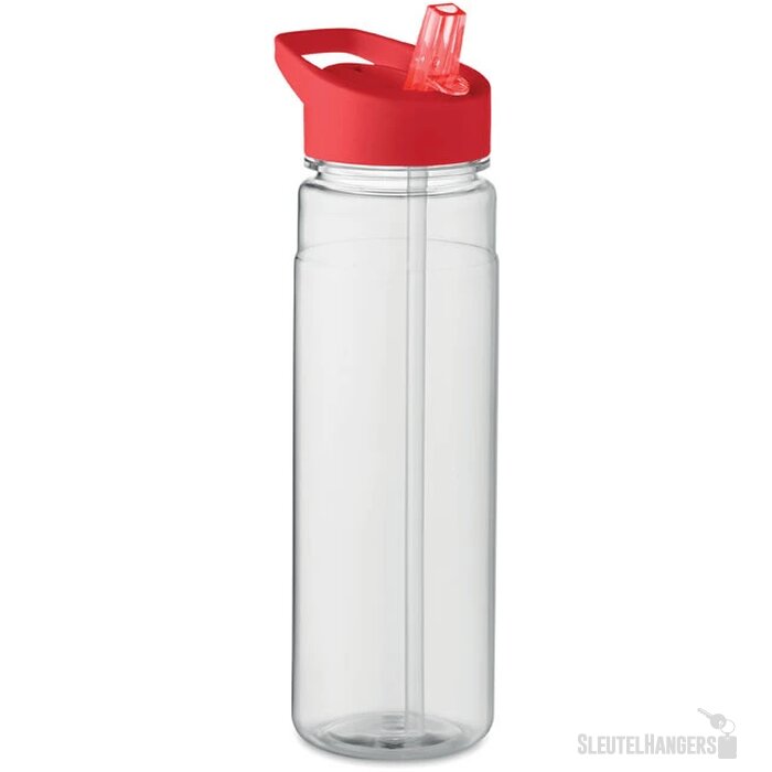 RPET waterfles met rietje (650 ml) Rood