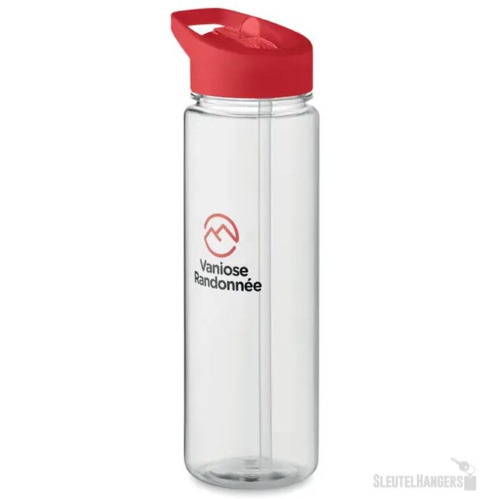 RPET waterfles met rietje (650 ml) Rood 650 ml