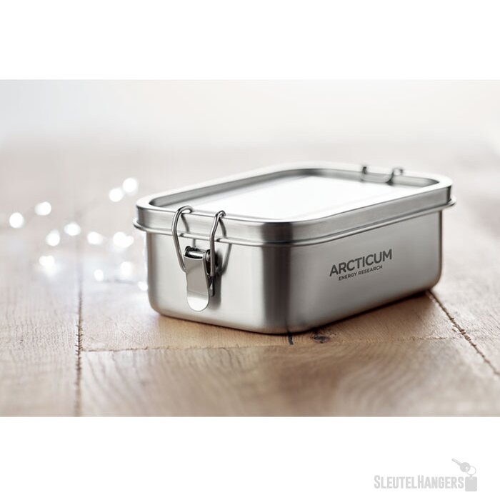 Rvs broodtrommel met buckle-sluiting Zilver