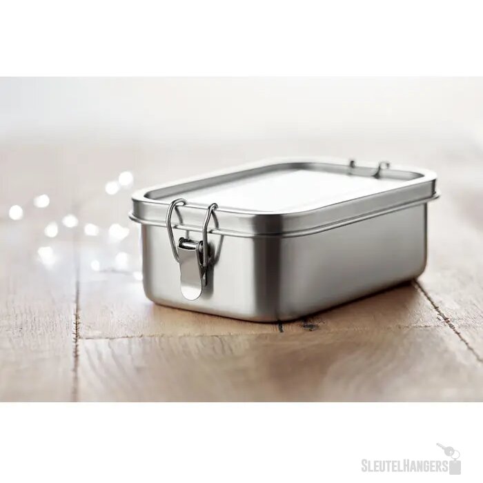 Rvs broodtrommel met buckle-sluiting Zilver