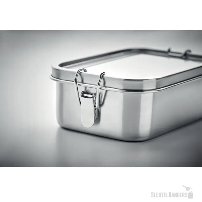 Rvs broodtrommel met buckle-sluiting Zilver