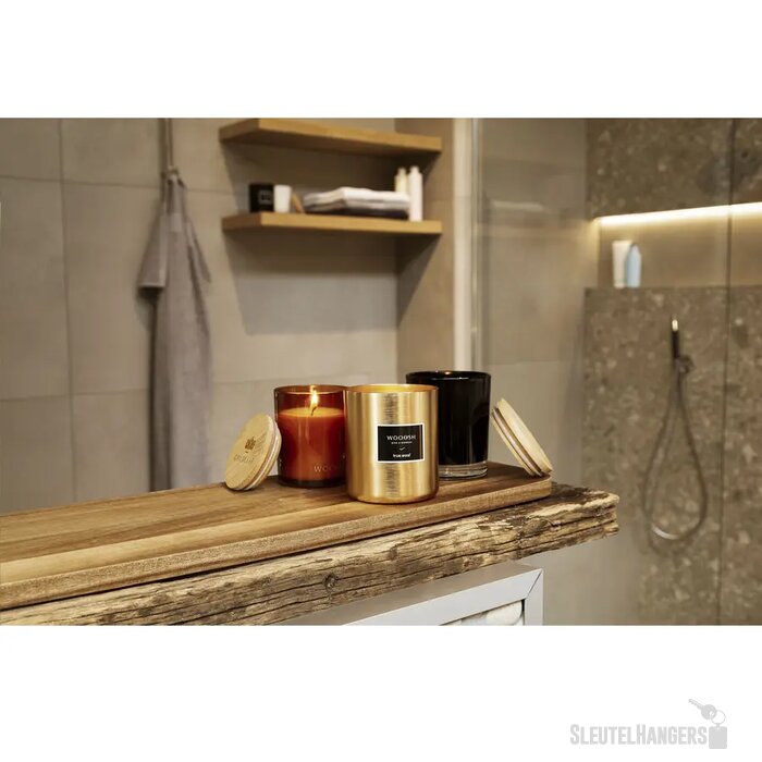 Geurkaars In Glas Met Bamboe Deksel Zwart