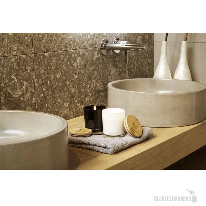 Geurkaars In Glas Met Bamboe Deksel Zwart