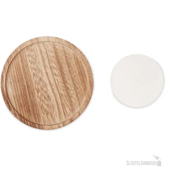 Kaars met ronde houten basis Bruin