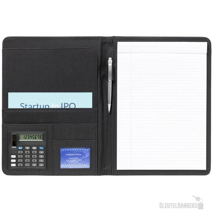 Schrijfmap met calculator (A4) Zwart