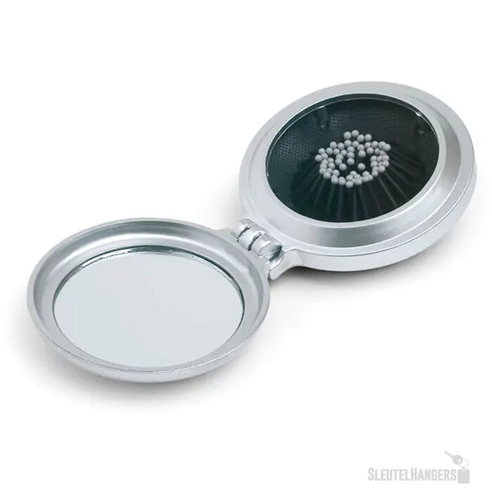 Vouwspiegeltje met borstel Zilver