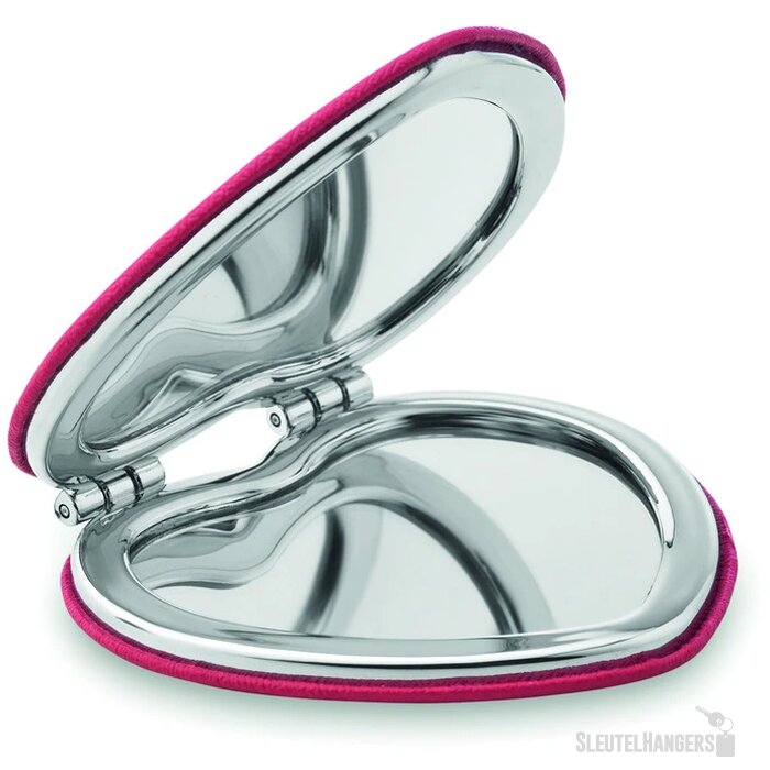 Dubbele spiegel in hart-vorm Rood