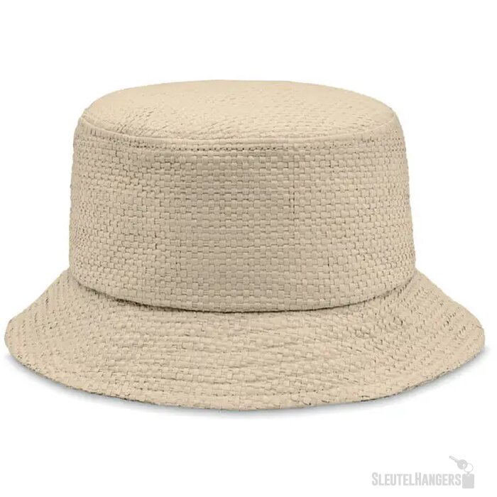 Papierstro vissershoedje Beige