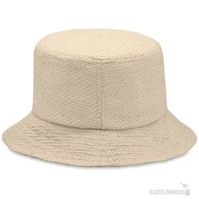 Papierstro vissershoedje Beige