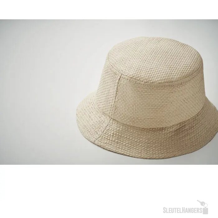 Papierstro vissershoedje Beige
