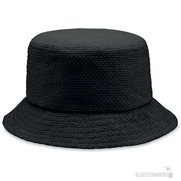 Papierstro vissershoedje Zwart
