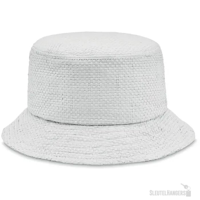 Papierstro vissershoedje Wit