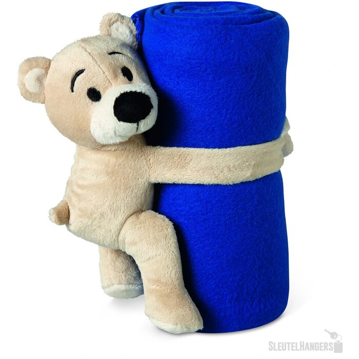 Kinder fleece deken met teddybeer Blauw