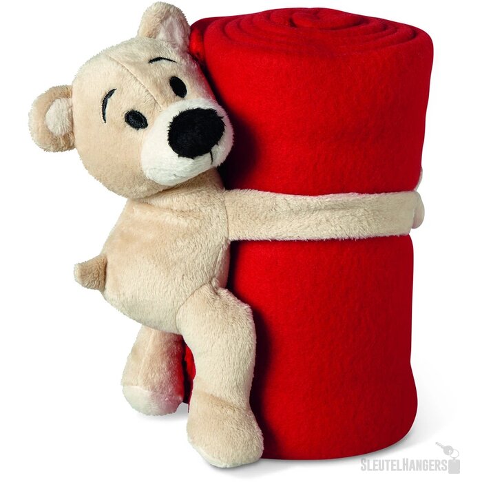 Kinder fleece deken met teddybeer Rood