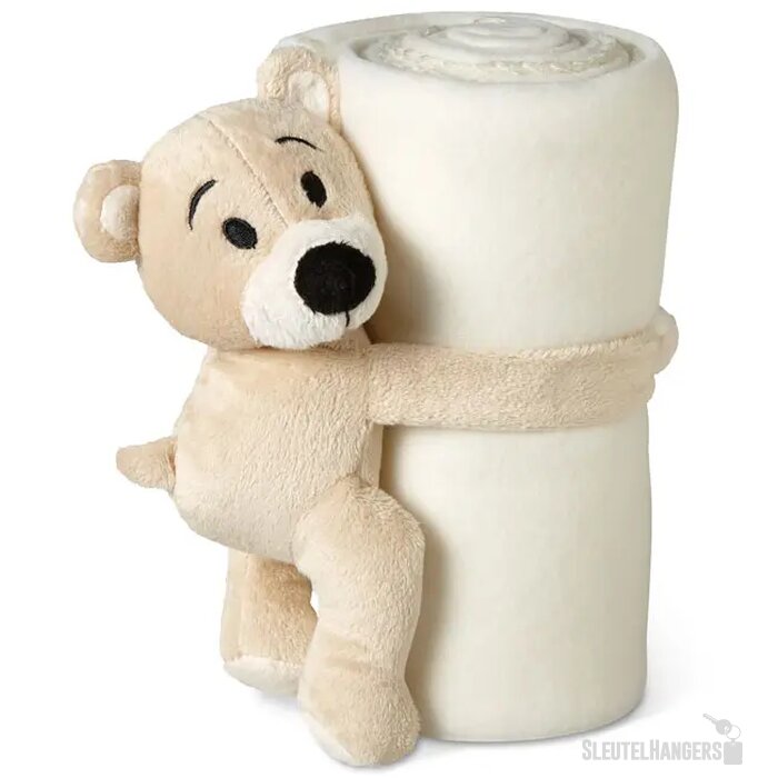 Kinder fleece deken met teddybeer Wit