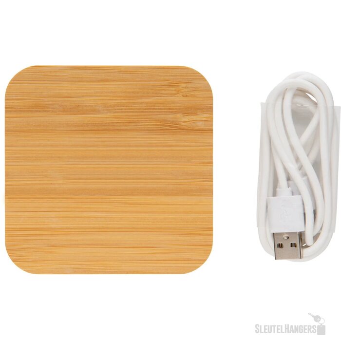 Bamboe 5W draadloze oplader met USB bruin