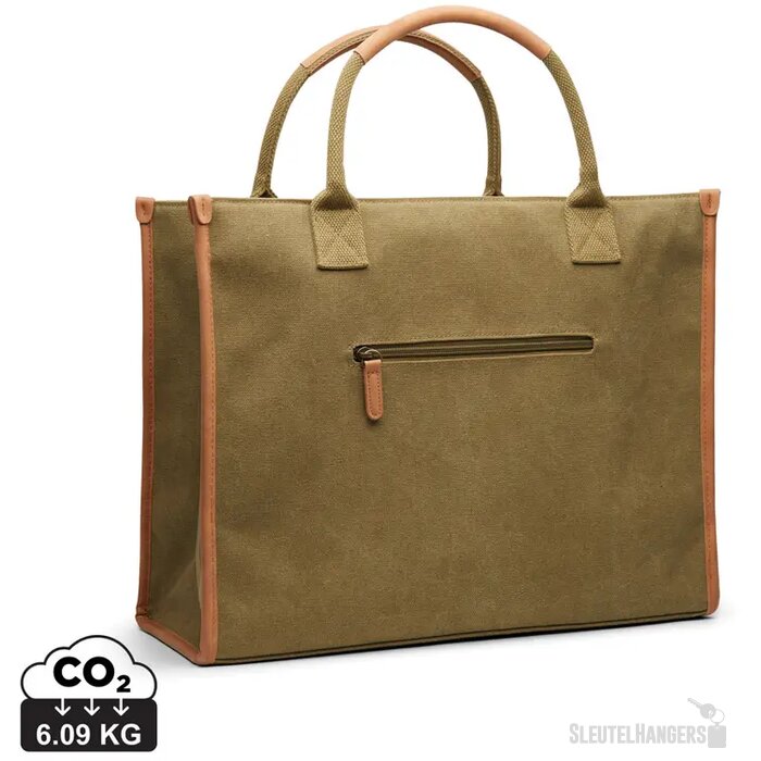 VINGA Bosler RCS recycled canvas office draagtas groen