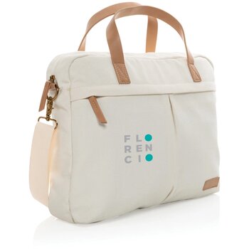 Impact AWARE™ 16 oz. recycled canvas laptoptas gebroken wit Impact AWARE™ 16 oz. recycled canvas laptoptas gebroken wit