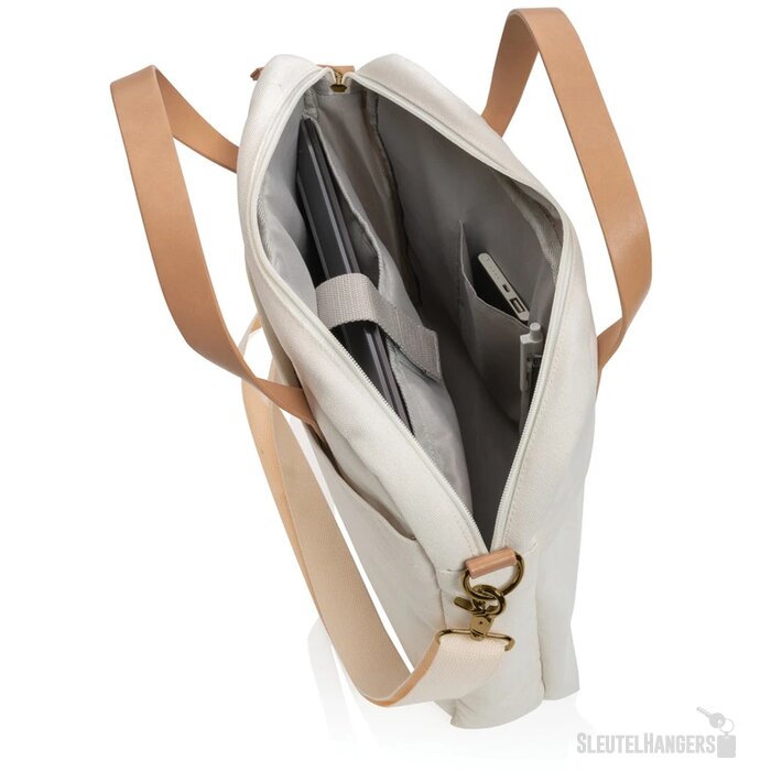 Impact AWARE™ 16 oz. recycled canvas laptoptas gebroken wit