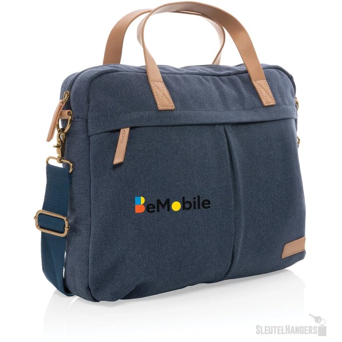 Impact AWARE™ 16 oz. recycled canvas laptoptas blauw