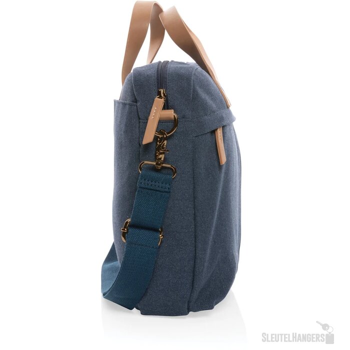 Impact AWARE™ 16 oz. recycled canvas laptoptas blauw