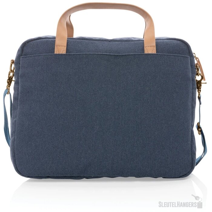 Impact AWARE™ 16 oz. recycled canvas laptoptas blauw