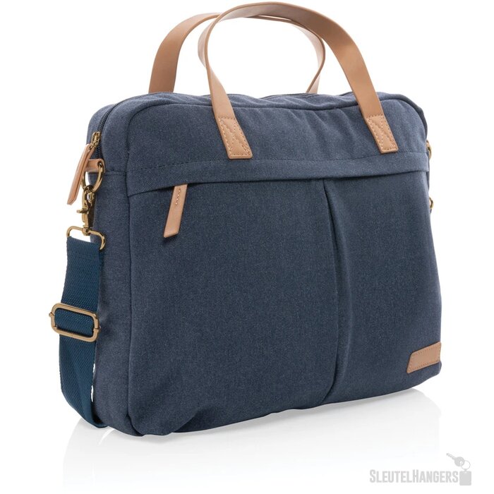 Impact AWARE™ 16 oz. recycled canvas laptoptas blauw