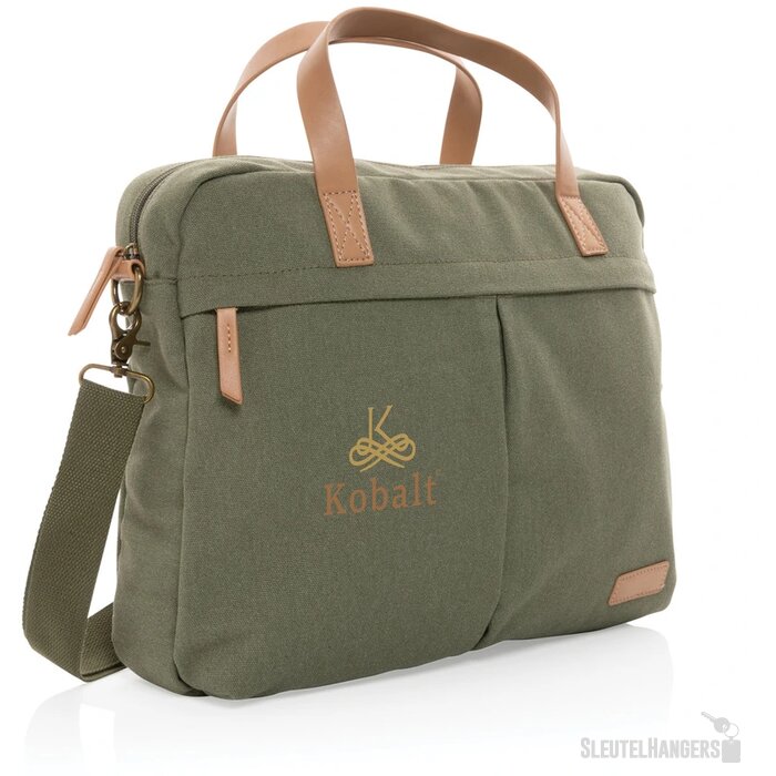 Impact AWARE™ 16 oz. recycled canvas laptoptas groen